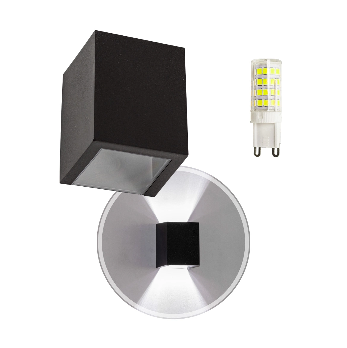 3x Arandela Efeito 2 Focos Preto Policarbonato + Led G9 5w 3000k Bivolt St1386
