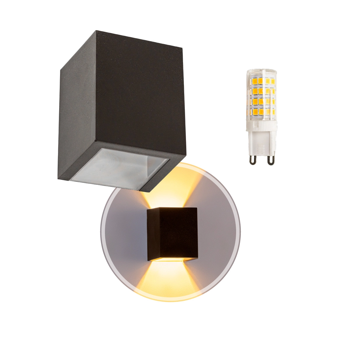 3x Arandela Efeito 2 Focos Marrom Policarbonato + Led G9 5w 3000k Bivolt St1386