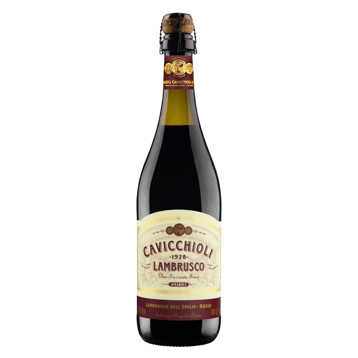 Vinho Italiano Tinto Frisante Suave Cavicchioli Lambrusco Dellemilia Garrafa 750ml