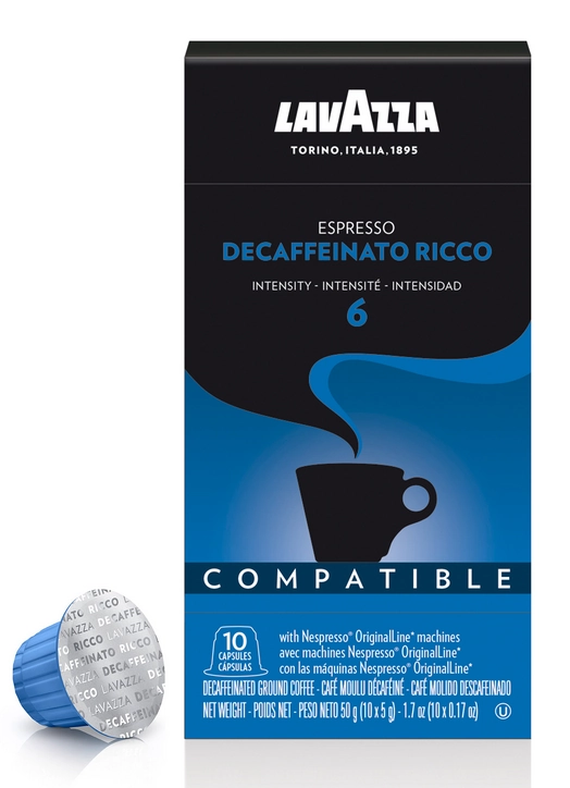 Café Em Cápsula Torrado E Moído Espresso Ricco Descafeinado Lavazza Caixa 50g 10 Unidades