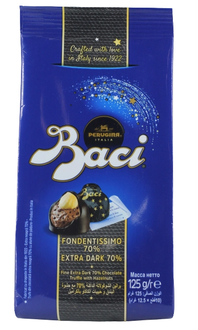 Choc.baci Bag 125g Fondent.70 Extra Dark