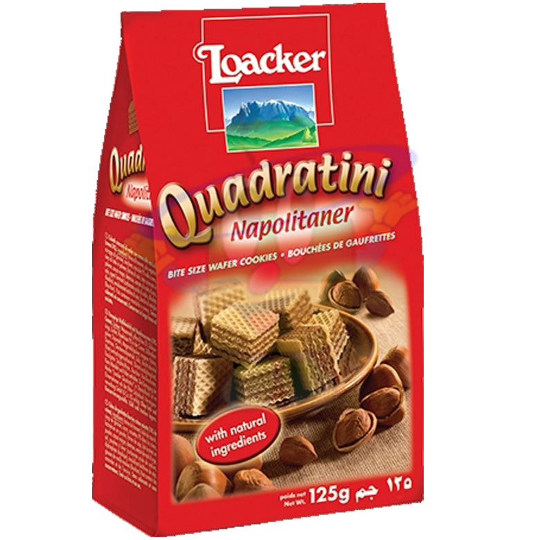 Biscoito Waffer Loacker Quadratini Napolitaner (avelã) 125g
