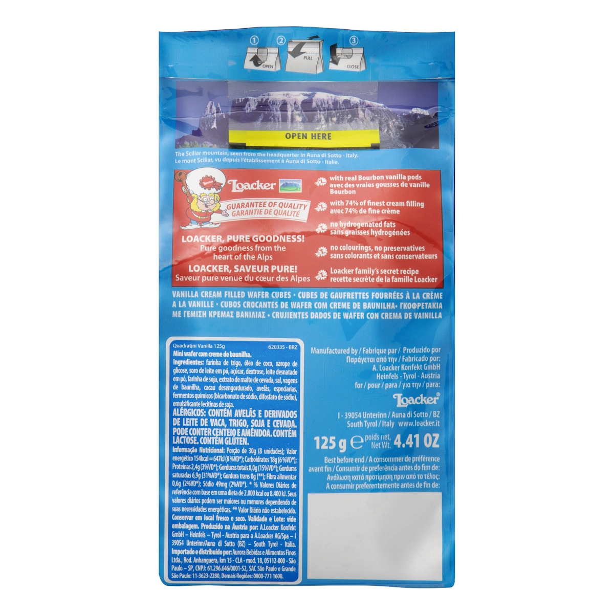 Biscoito Waffer Loacker Quadratini Baunilha 125g