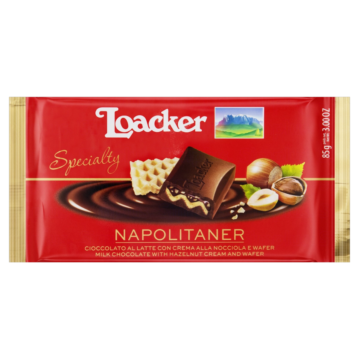 Chocolate Ao Leite Recheio Cremoso De Avelã E Wafer Loacker Specialty Pacote 85g