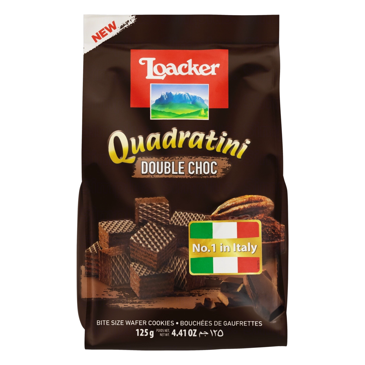 Biscoito Waffer Loacker Quadratini Double Chocolate 125g