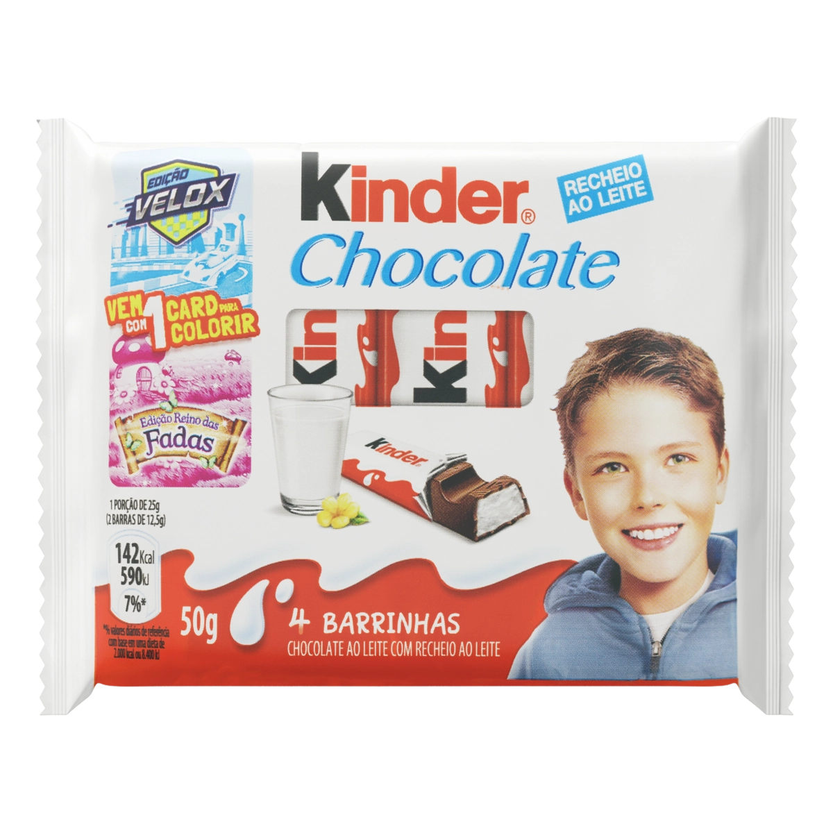Pack Chocolate Ao Leite Recheio Ao Leite Kinder Pacote 50g 4 Unidades