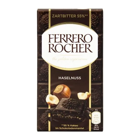 Chocolate Amargo Dark 55 Cacau Com Avelãs Ferrero Rocher Cartucho 90g