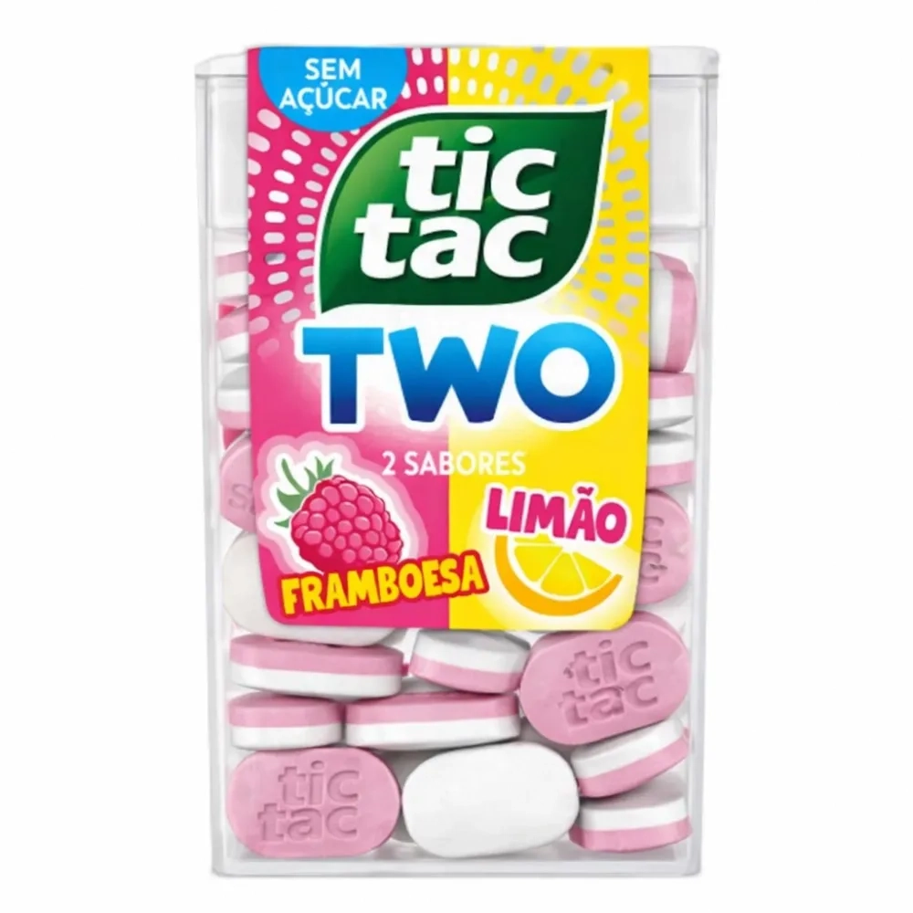 Pastilha Tic Tac Two Framboesa E Limão Sem Açúcar 38,5g