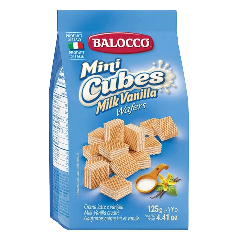 Mini Waffer Balocco Cubos Ao Leite 125g