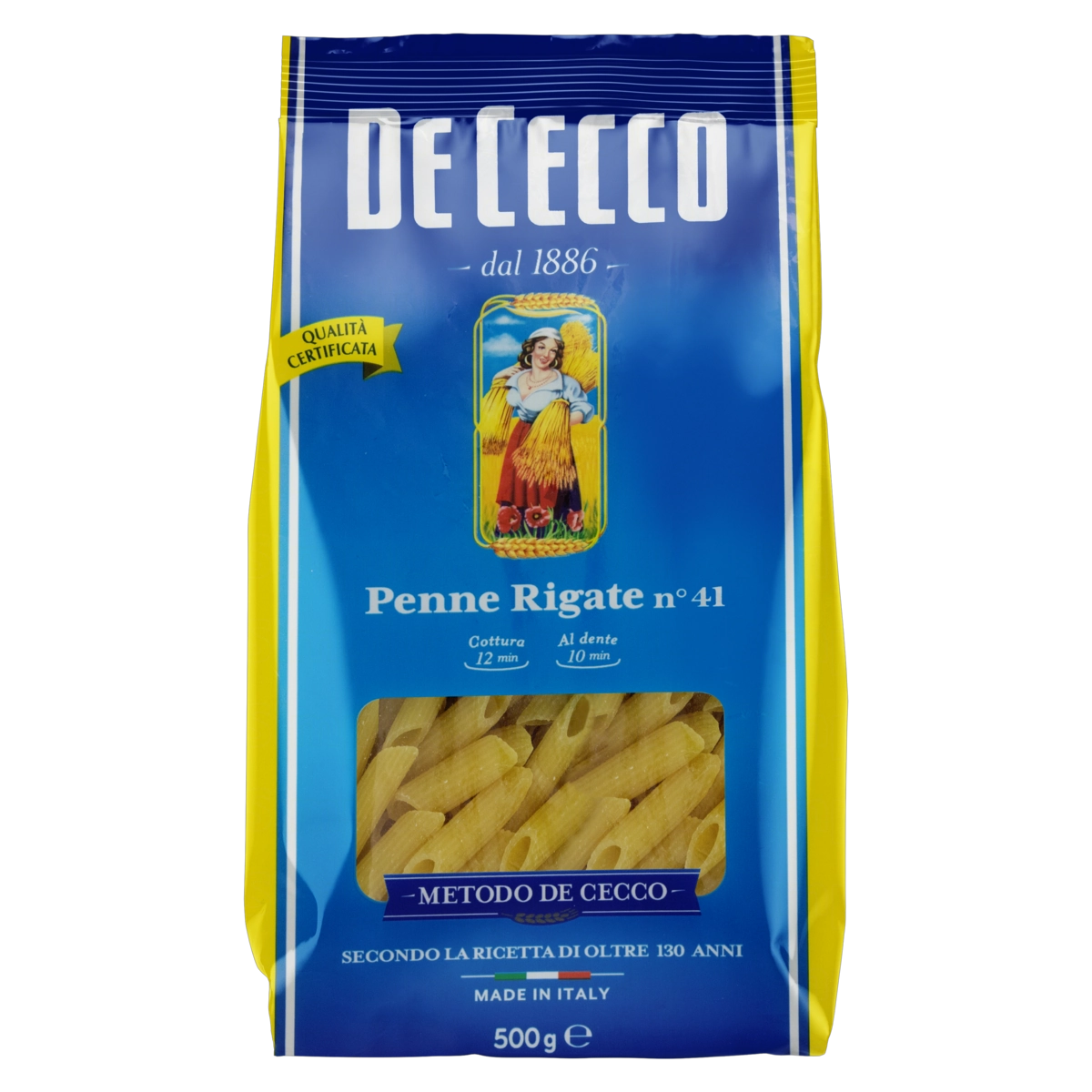 Macarrão De Sêmola De Trigo Grano Duro Penne Rigate 41 De Cecco Pacote 500g