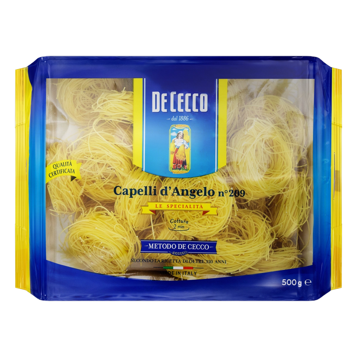 Macarrão De Sêmola De Trigo Grano Duro Capelli D’angelo 209 De Cecco Pacote 500g