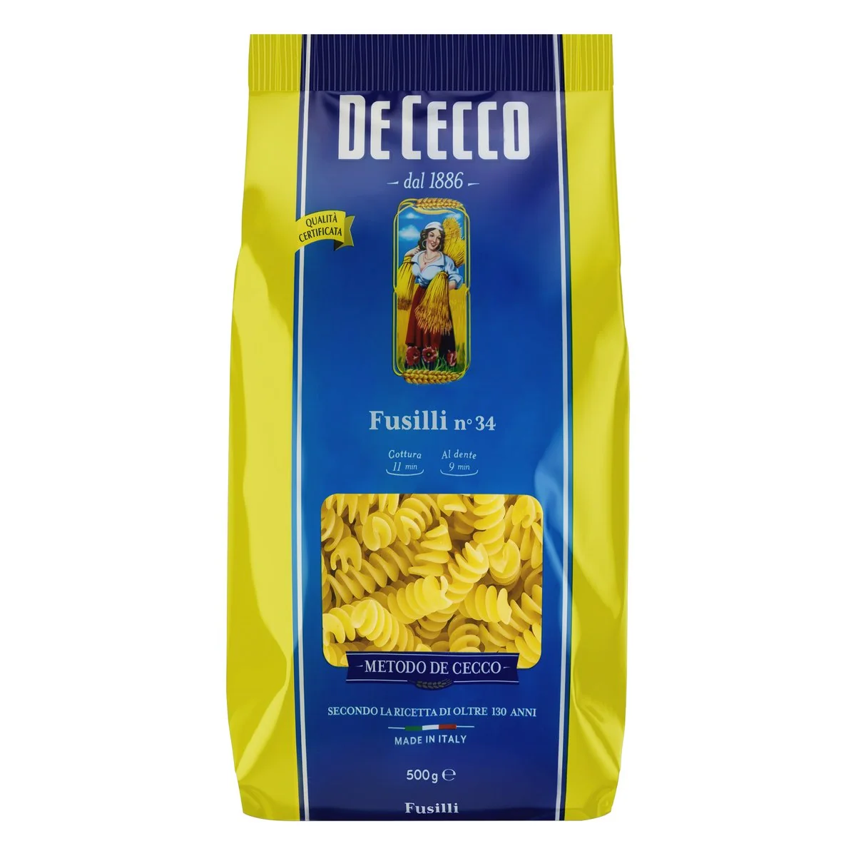 Macarrão de Sêmola Grano Duro Fusilli 34 De Cecco Pacote 500 g