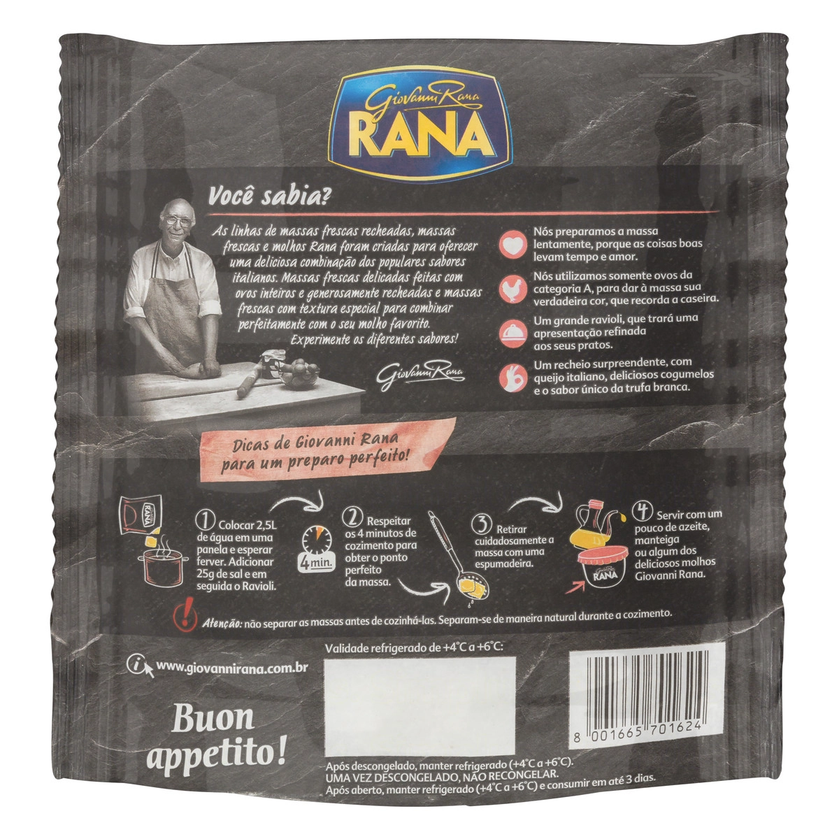Gran Ravioli Trufa Branca, Cogumelos e Queijo Giovanni Rana 250g