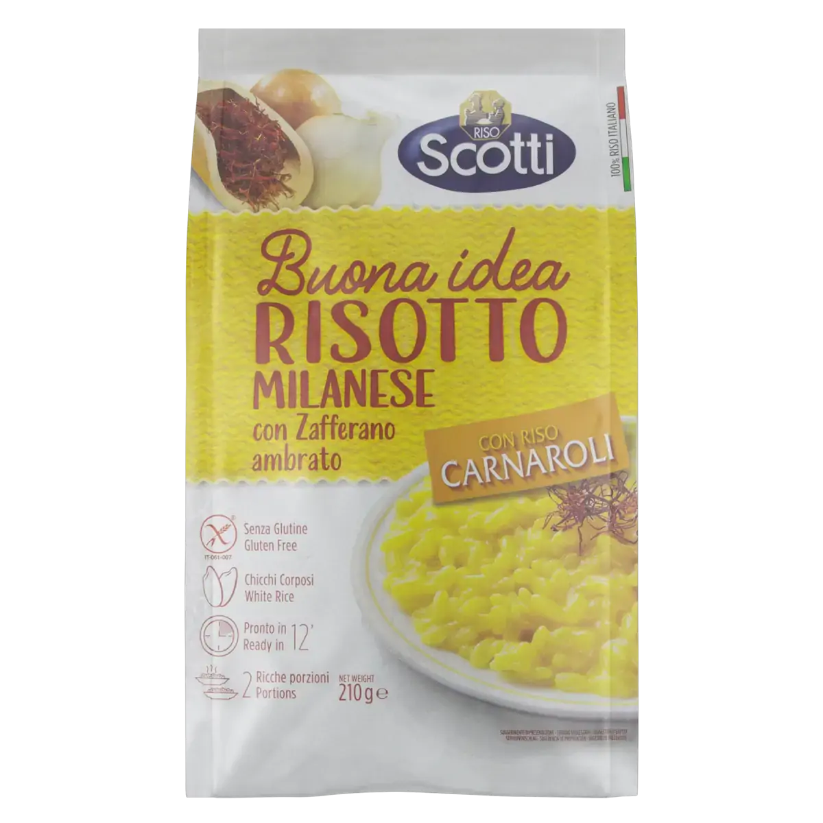 Risoto Milanese Com Zafferano Ambrato Riso Scotti Buona Idea Pacote 210g