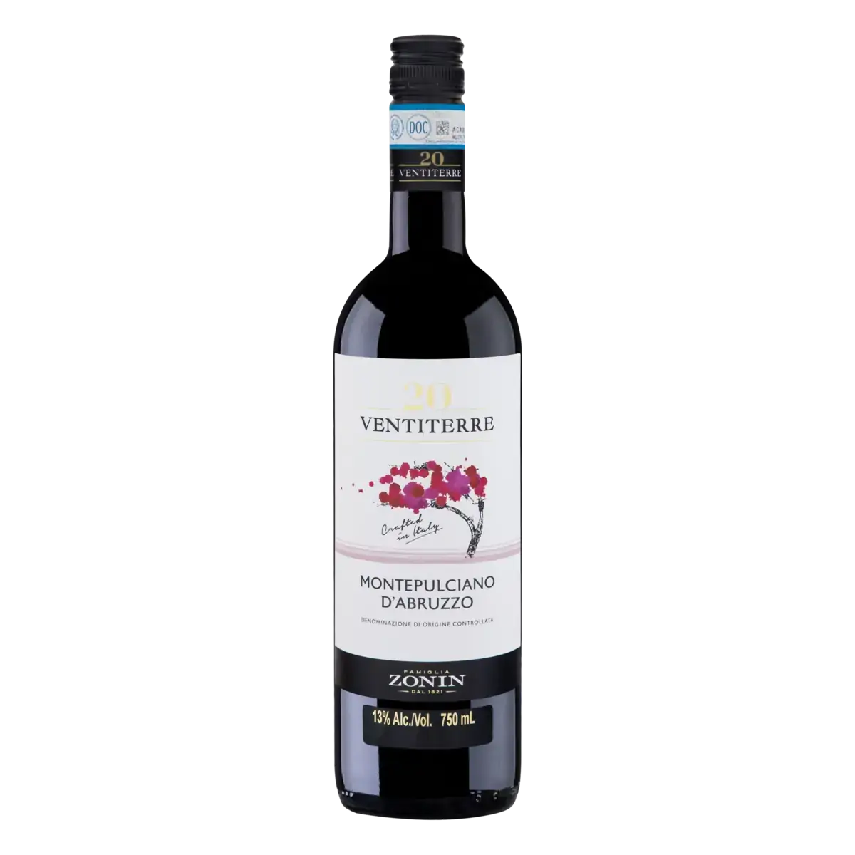 Vinho Italiano Tinto ZONIN Ventiterre Montepulciano d'Abruzzo Garrafa 750ml