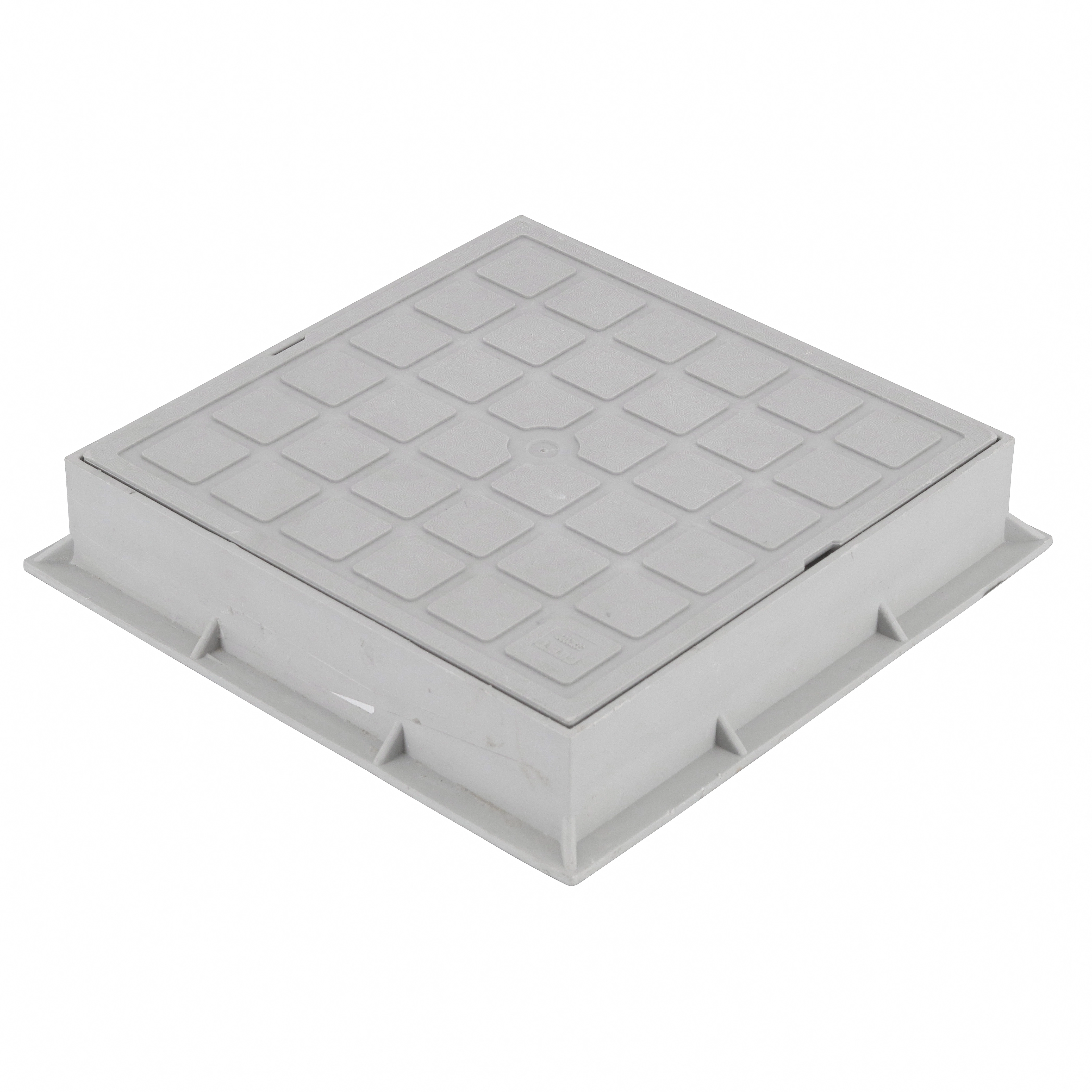 Tampão com Aro Quadrado Polipropileno 20x20cm Cinza Odem