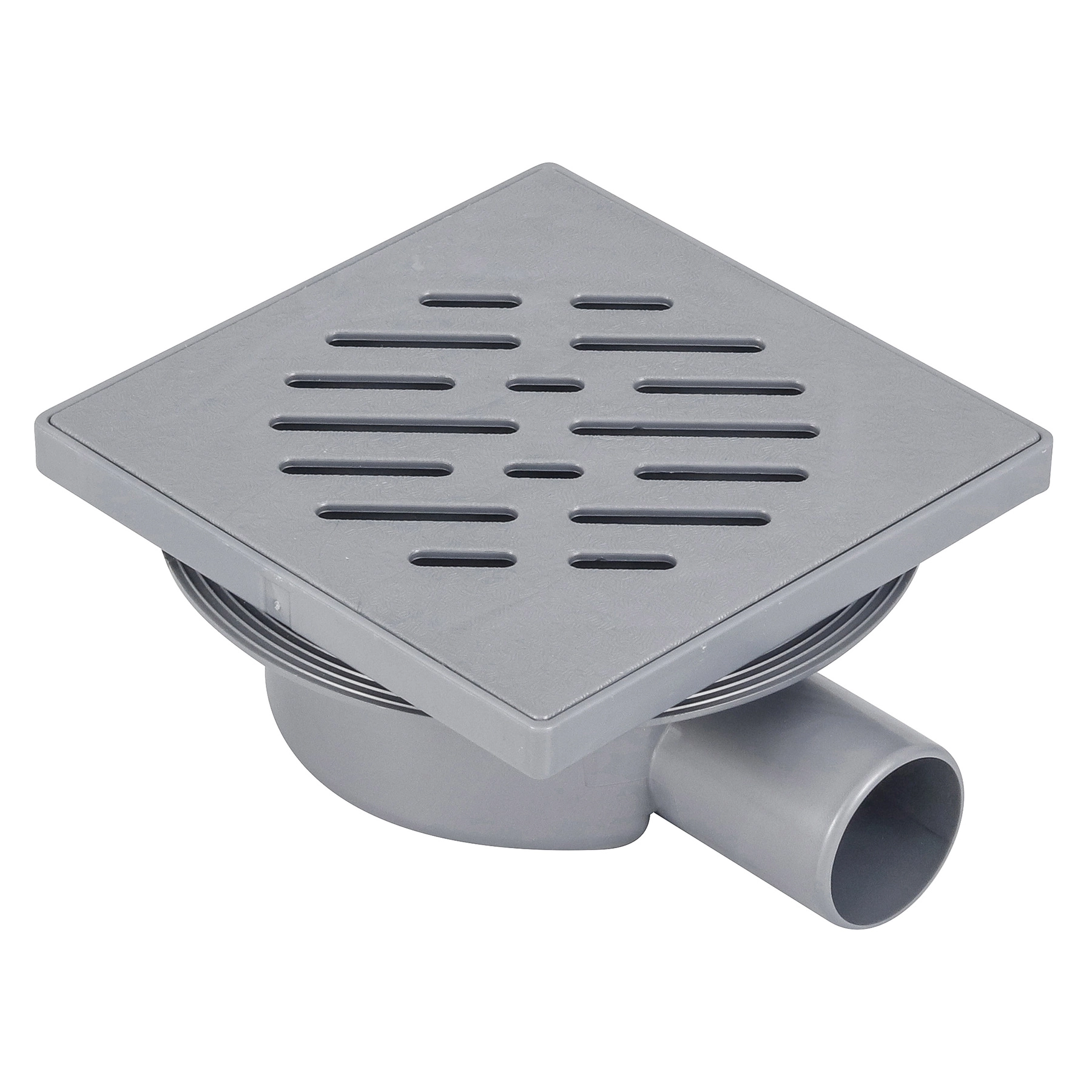 Ralo Sifonado Simples de Banheiro 14x14cm PVC Cinza Quadrado Odem