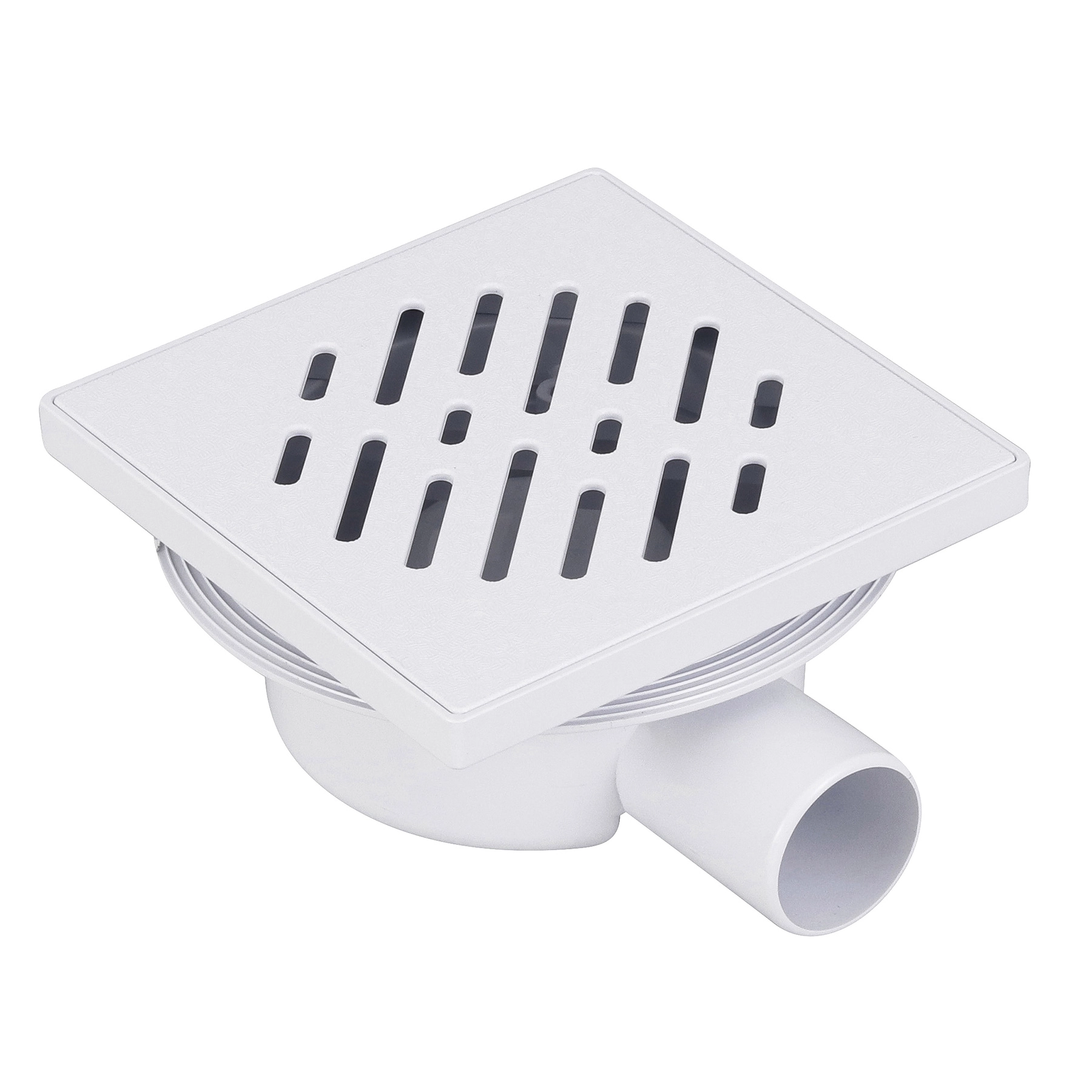 Ralo Sifonado Simples de Banheiro 14x14cm PVC Branco Quadrado Odem