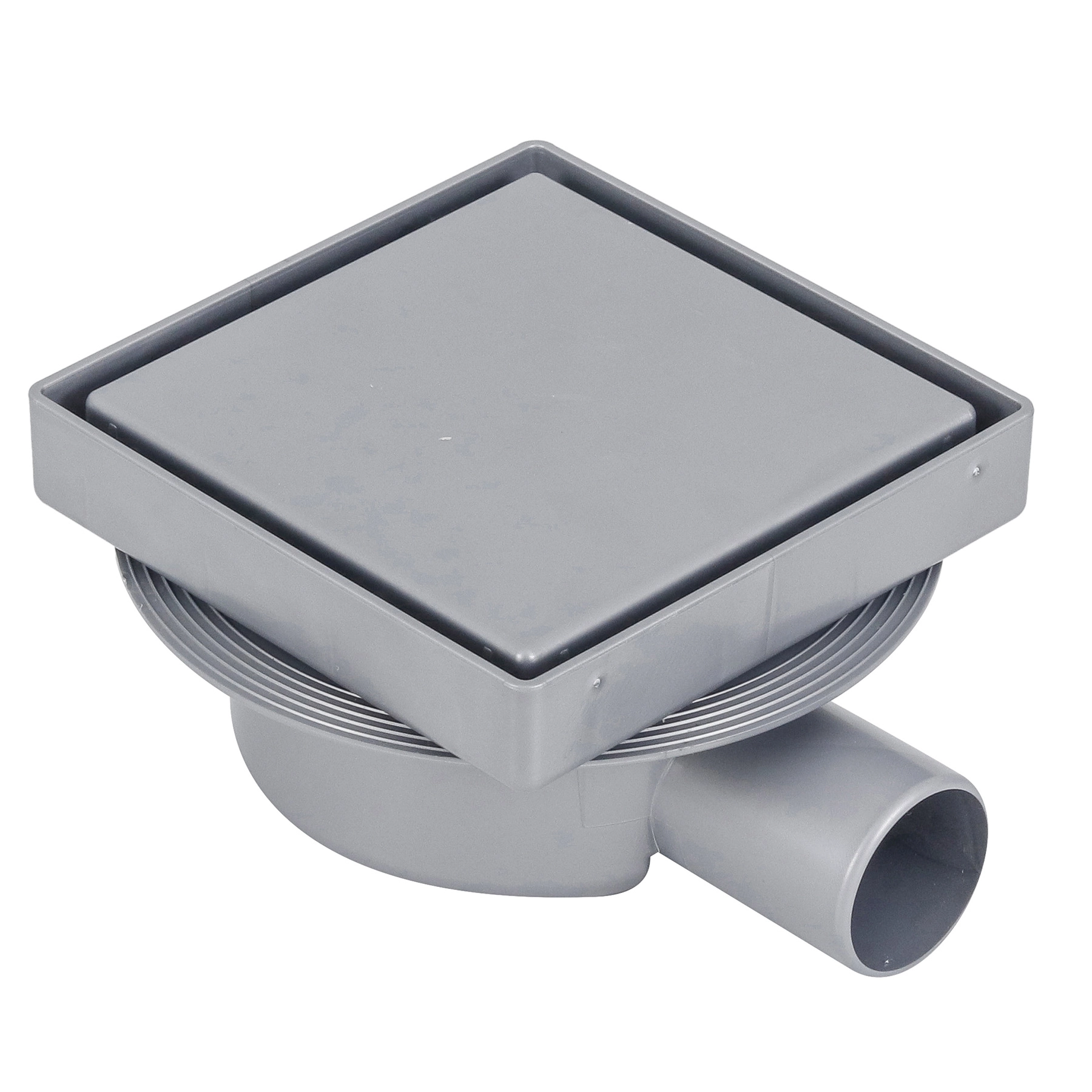 Ralo Sifonado Oculto de Banheiro 13x13cm Polipropileno Cinza Quadrado Odem