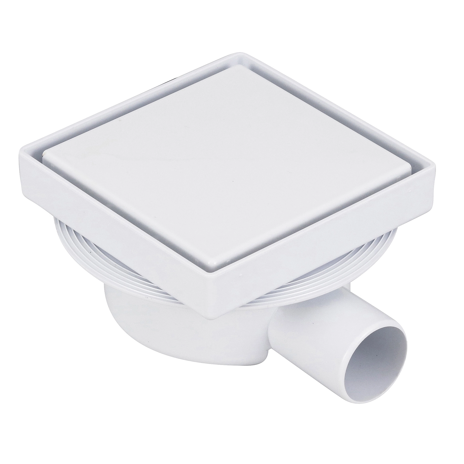 Ralo Sifonado Oculto de Banheiro 13x13cm Polipropileno Branco Quadrado Odem
