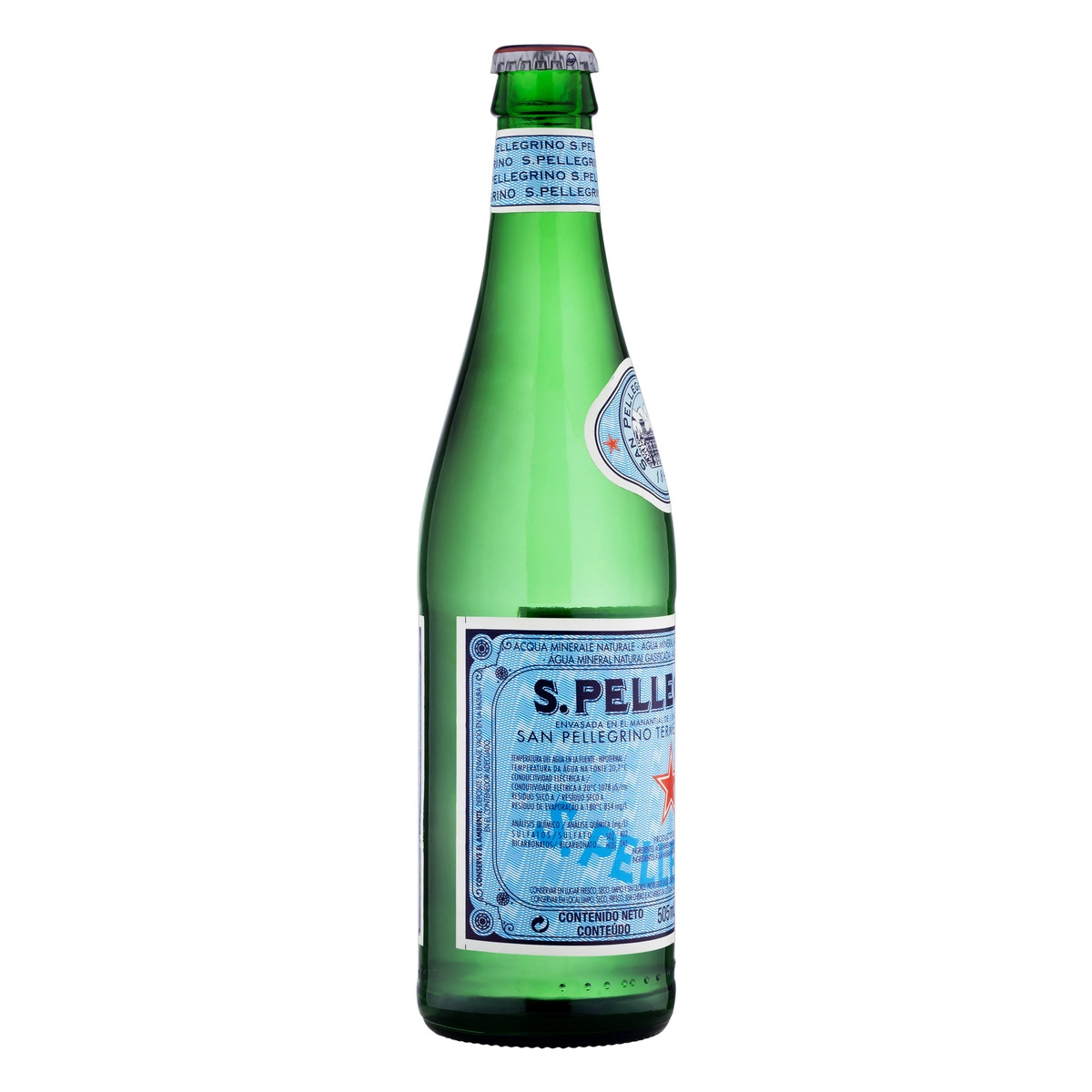 água Mineral Natural Com Gás S. Pellegrino Garrafa 505ml