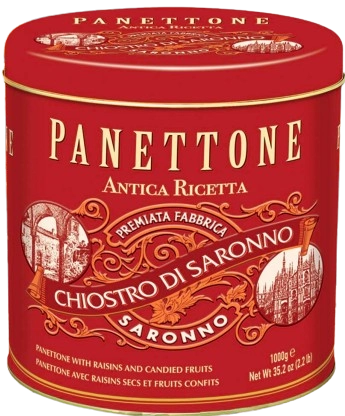 Chiostro Di Saronno Classic Panettone In Elegant Metal Tin, 1000g, Milano Italy