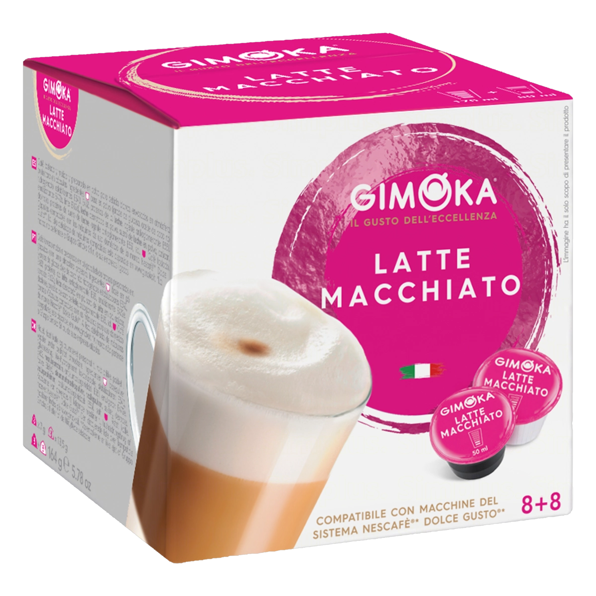 Café Com Leite Em Cápsula Latte Macchiato Gimoka Caixa 164g 16 Unidades