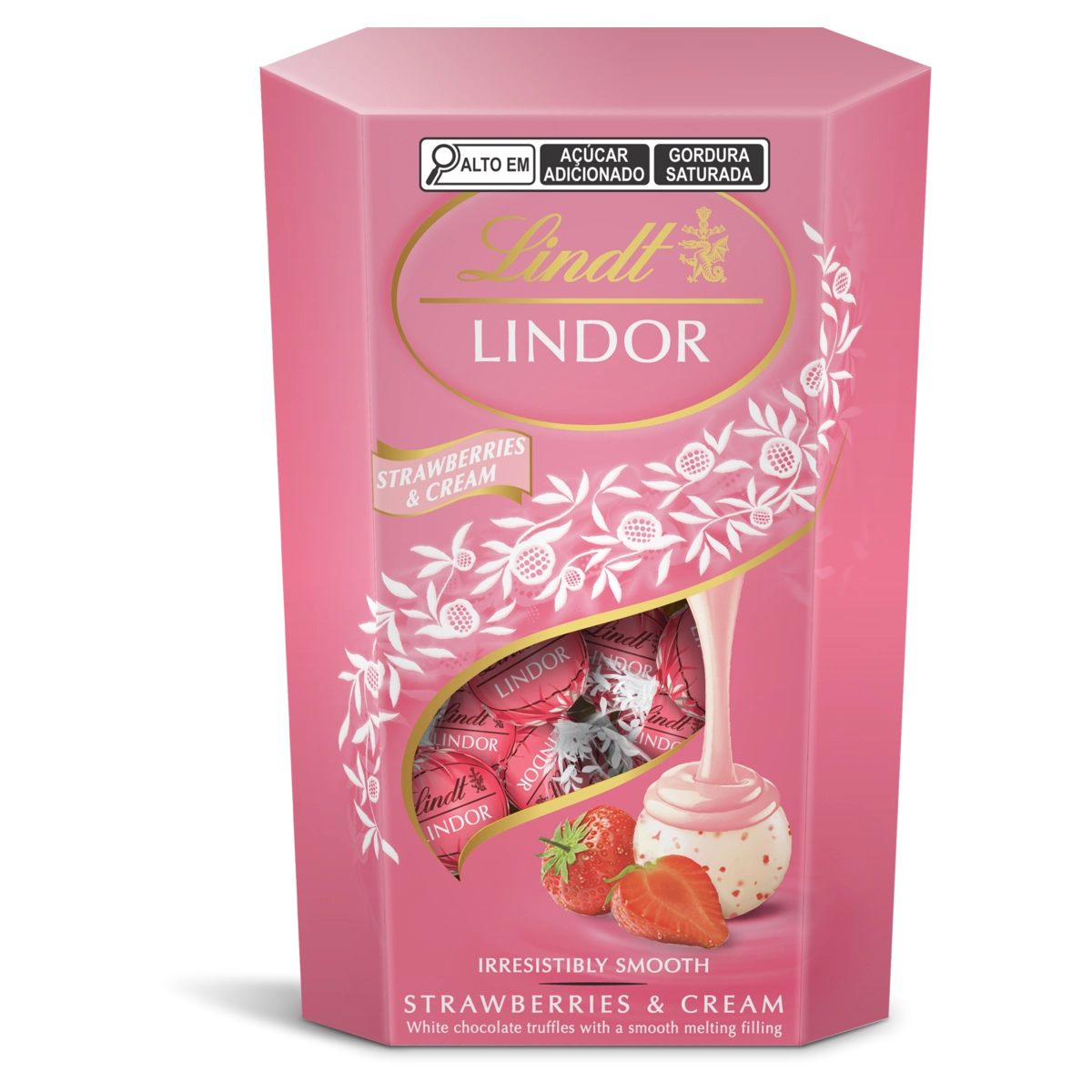 Chocolate Italiano Branco Com Morango Recheio Cremoso De Creme Lindt Lindor Caixa 200g