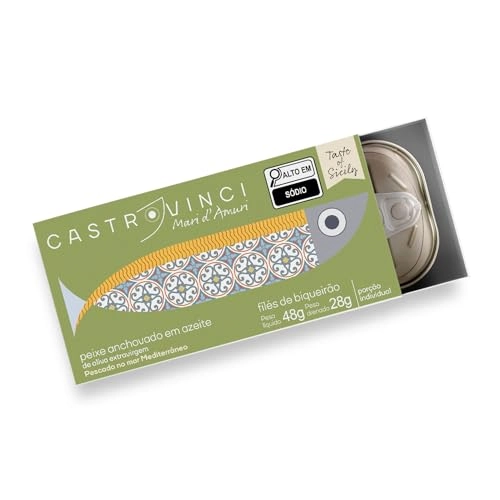 Filés De Anchovas Em Azeite Extravirgem De Oliva Filés De Biqueirão Lata 48g Castrovinci