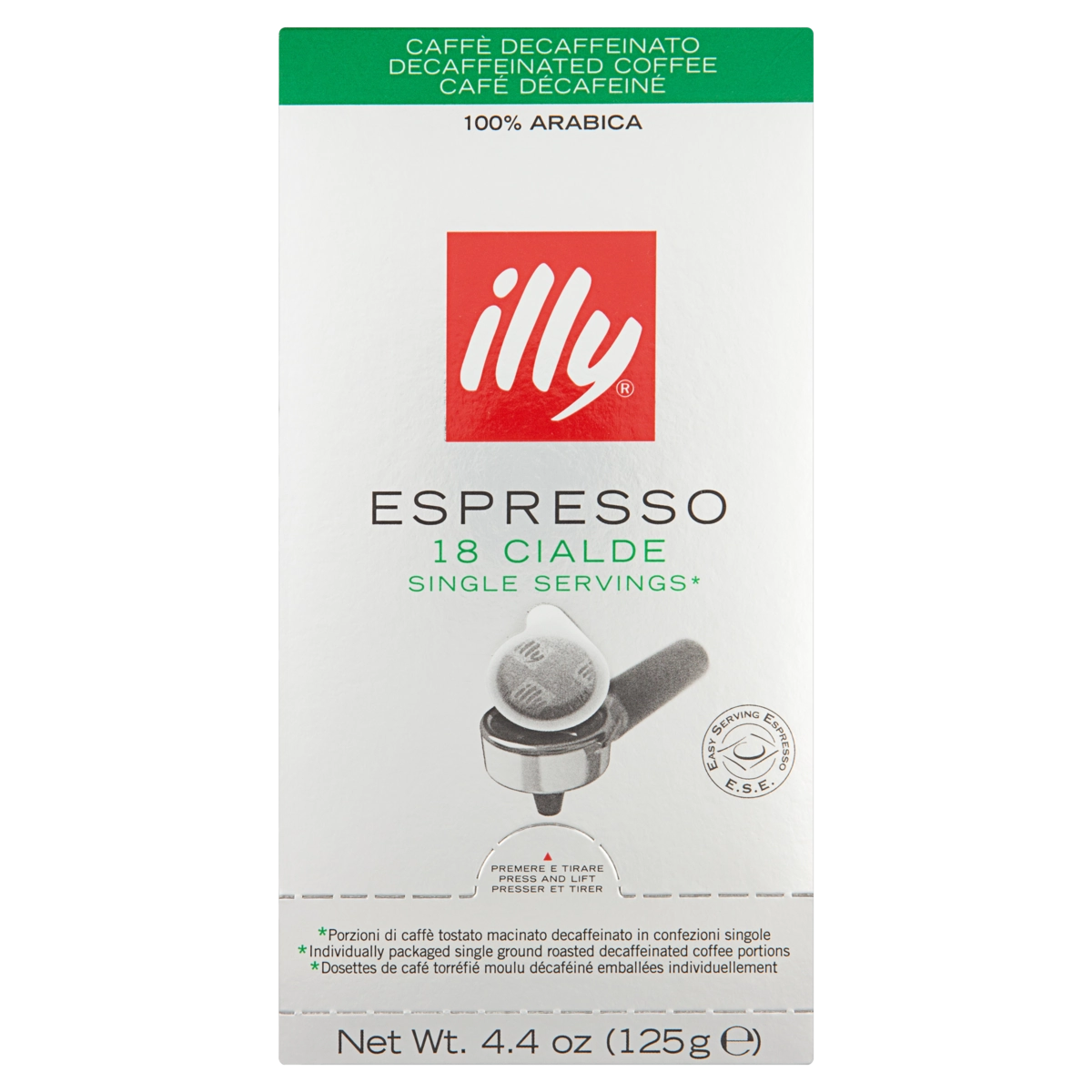 Café Em Sachê Torrado E Moído Espresso Descafeinado Illy Caixa 125g 18 Unidades