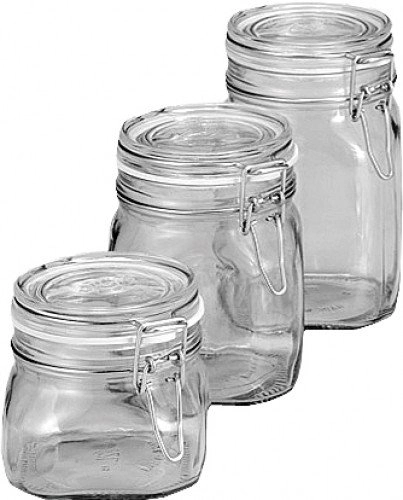 Pote Hermético de Vidro Italiano Bormioli Rocco Fido com Tampa Transparente 750ml