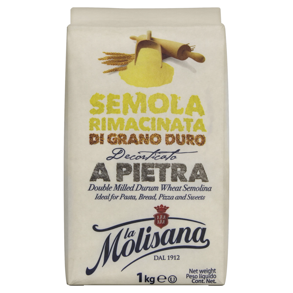 Farinha De Sêmola Rimacinata Grano Duro La Molisana Decorticato A Pietra Pacote 1000g
