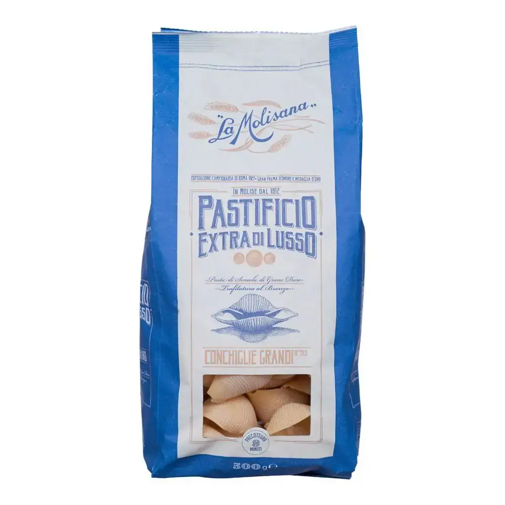 Macarrão De Sêmola Grano Duro Trafilata Al Bronzo Conchiglie Grandi 313 La Molisana Pastificio Extra