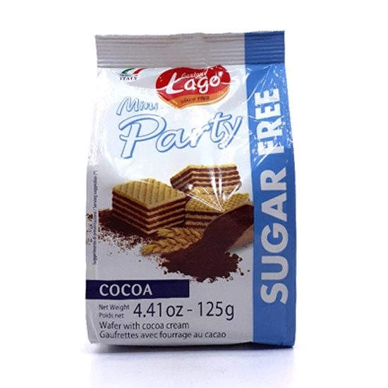 Wafer Mini Lago 125g Party S/acucar Rech Chocolate