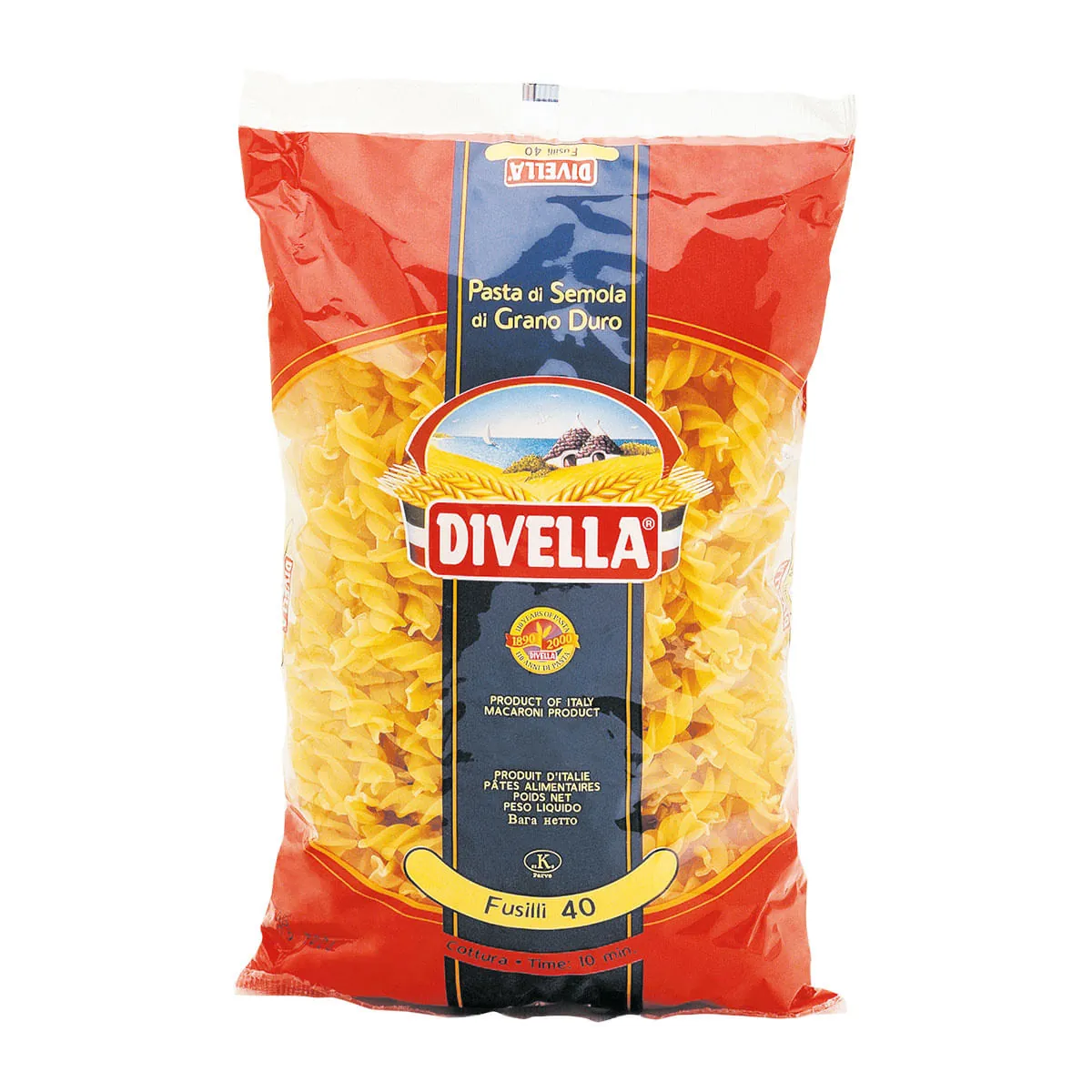 Macarrão de Sêmola Grano Duro Fusilli 40 Divella Pacote 500g