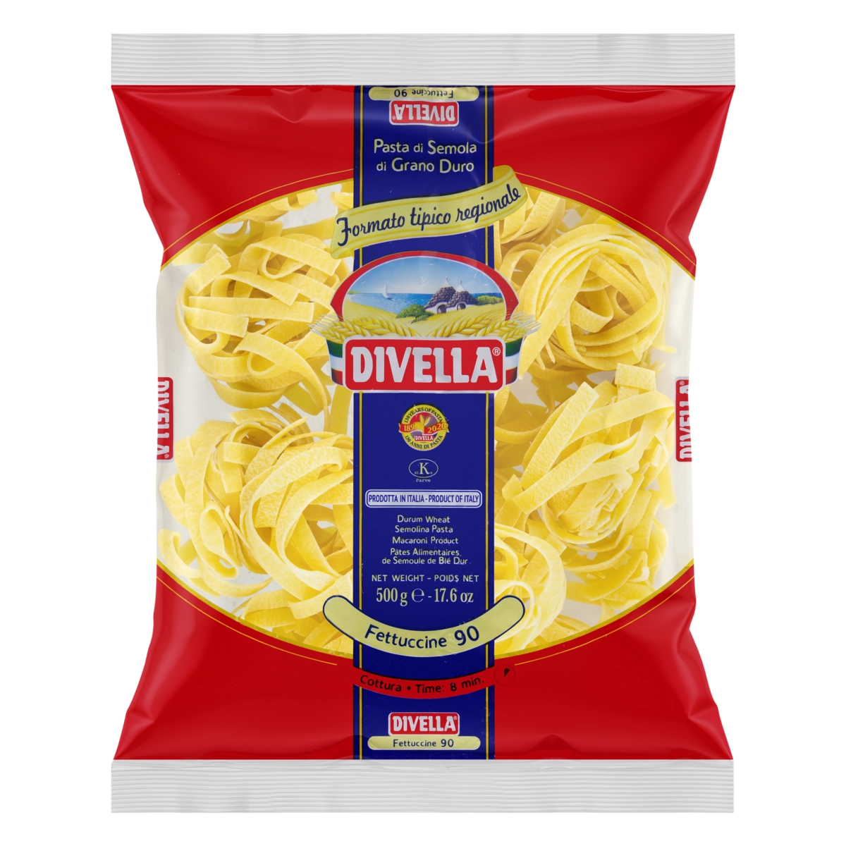 Macarrão De Sêmola Grano Duro Fettuccine 90 Divella Pacote 500g