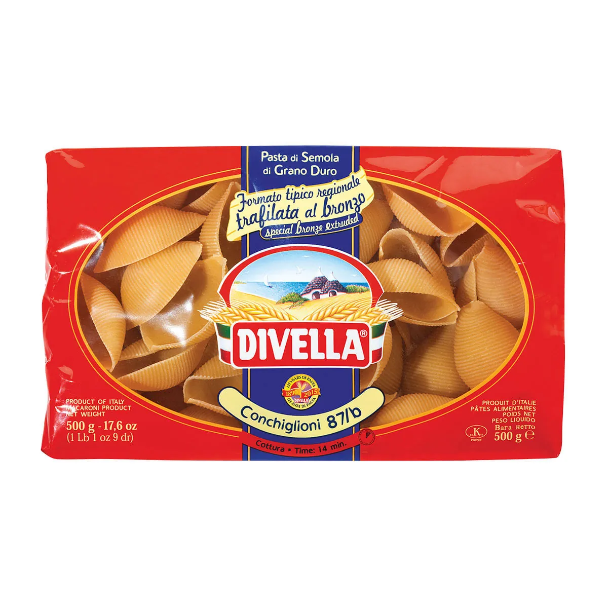 Macarrão De Sêmola Grano Duro Conchiglioni 87b Divella Pacote 500g