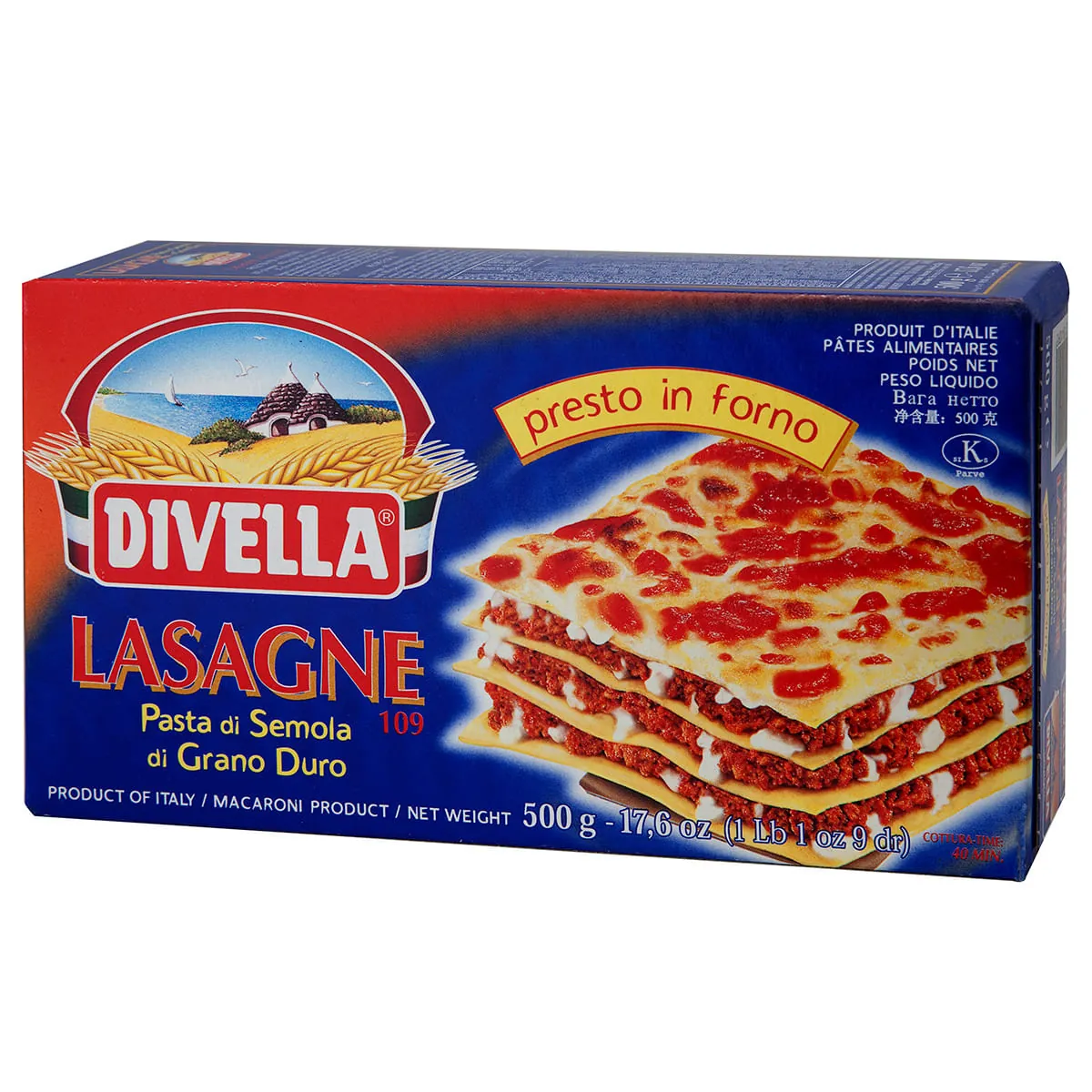 Macarrão Lasanha Divella Nº 109 500g