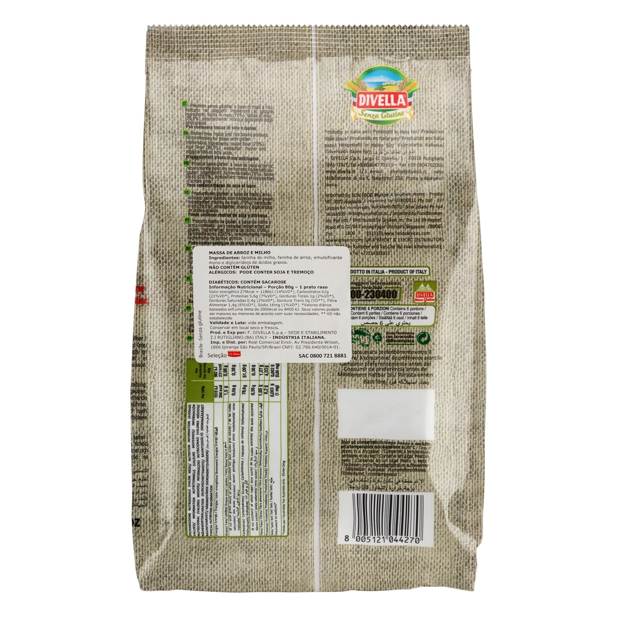 Macarrão Penne Sem Glúten Italiano 400G Divella Original