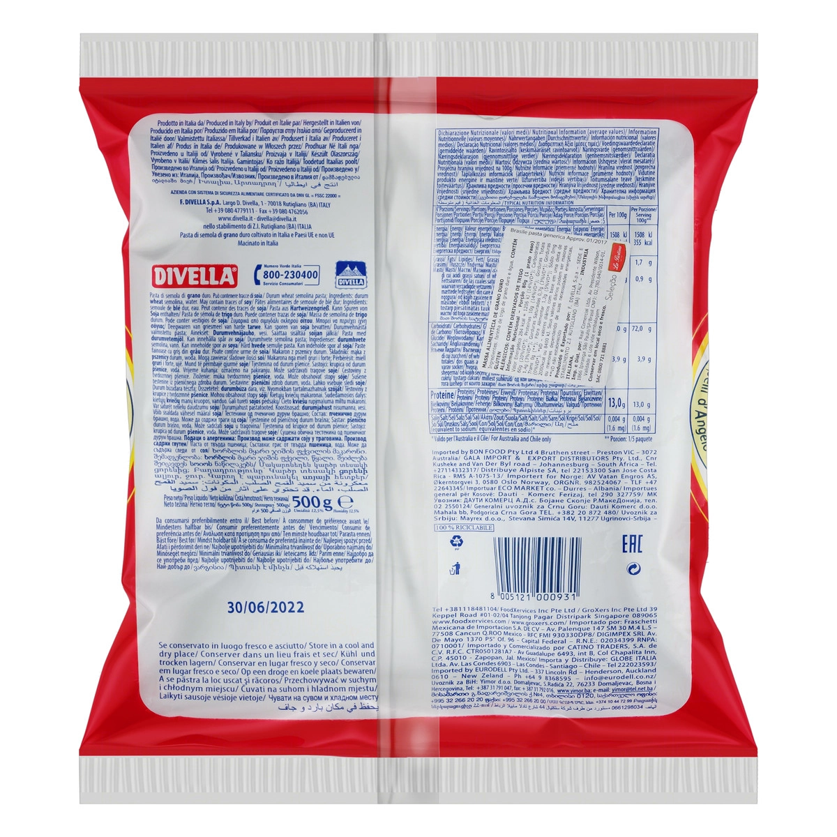 Macarrão Italiano Capelli D Angelo Divella 500g