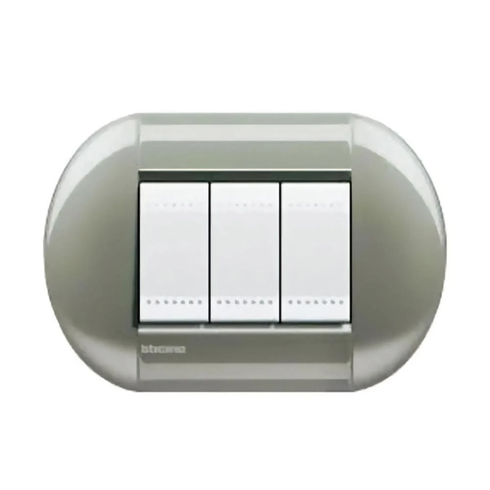 Placa Redonda Living Light 4x2 3 Postos Tech - Bticino