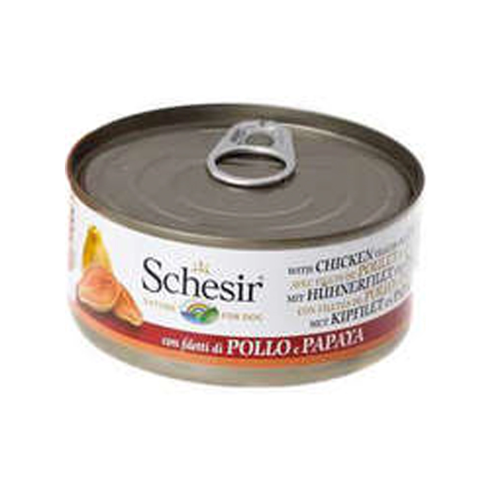 Ração úmida Lata Schesir Para Cães Sabor Frango E Mamão 150g