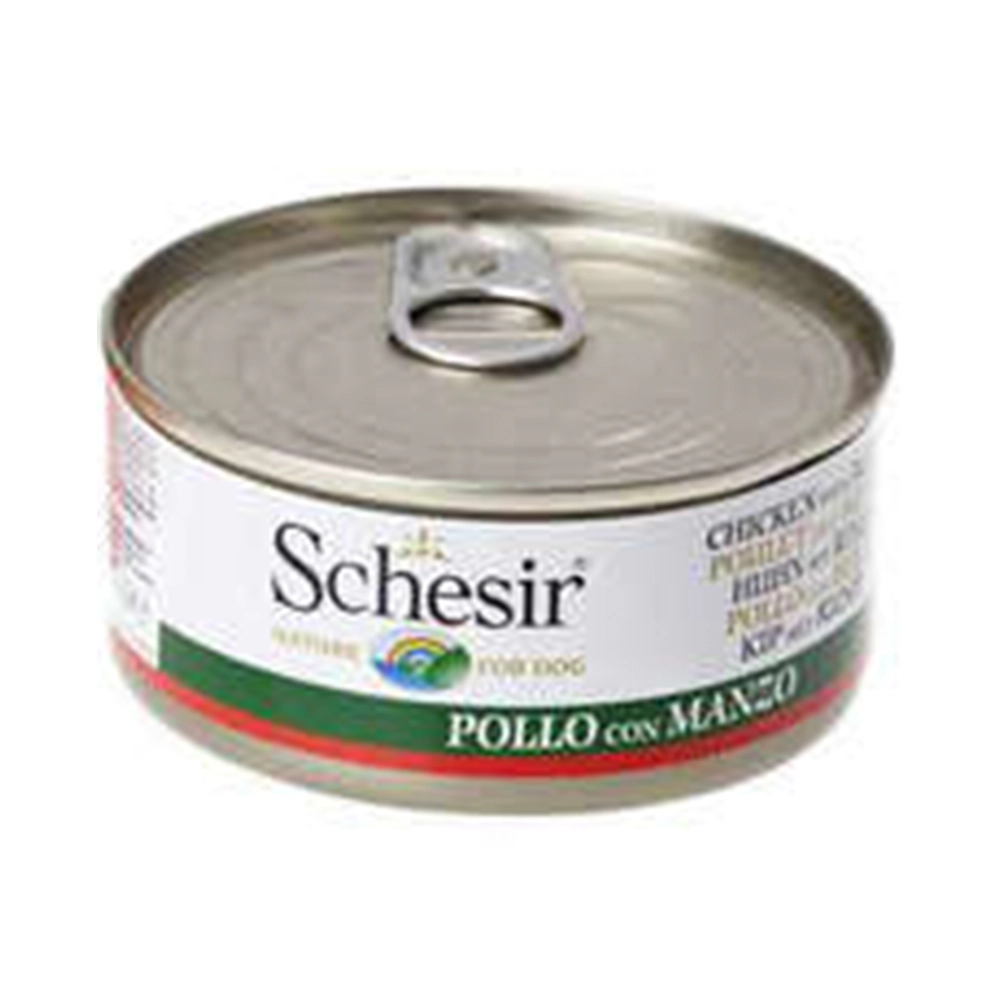 Ração úmida Lata Schesir Para Cães Sabor Frango E Carne 150g