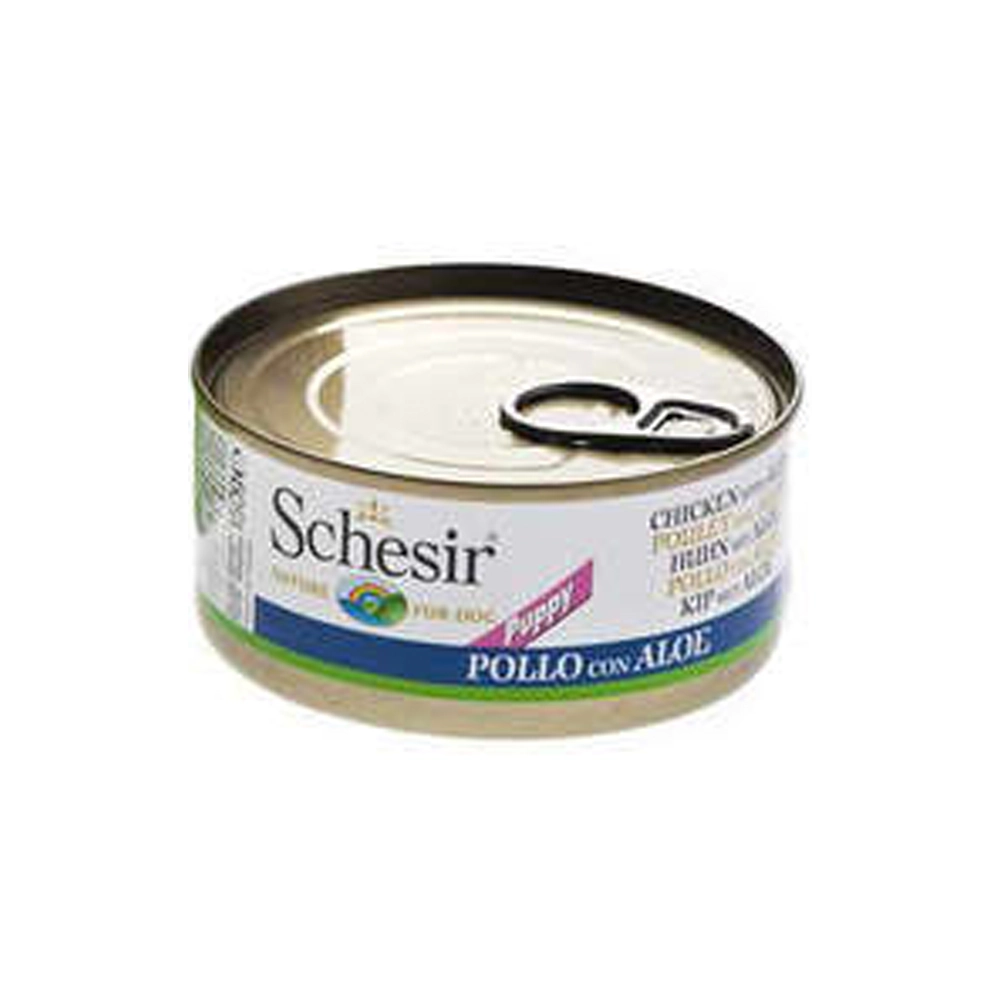 Ração úmida Lata Schesir Para Cães Filhotes Sabor Frango Aloe Vera 150g