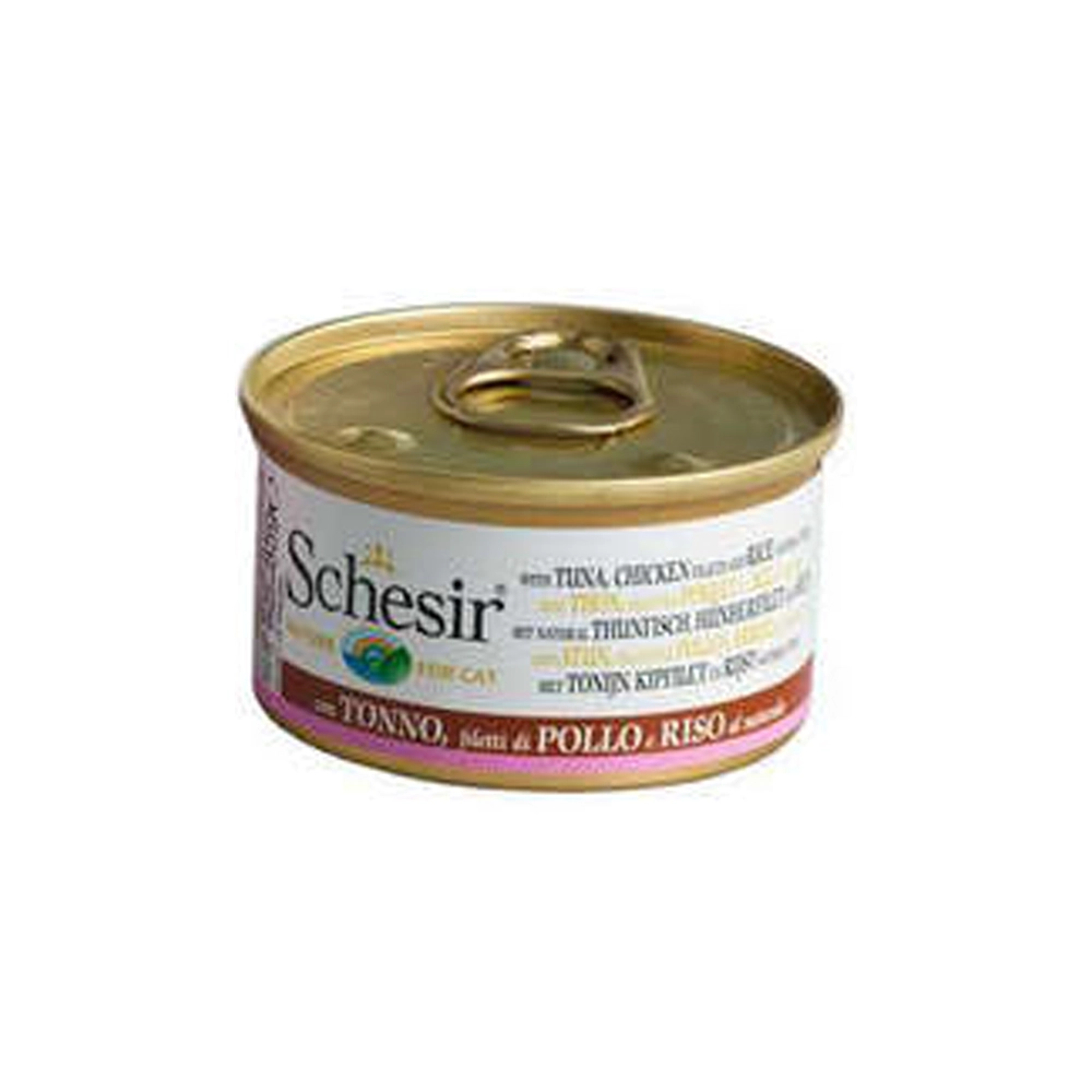 Ração úmida Lata Schesir Para Gatos Sabor Atum E Frango 85g