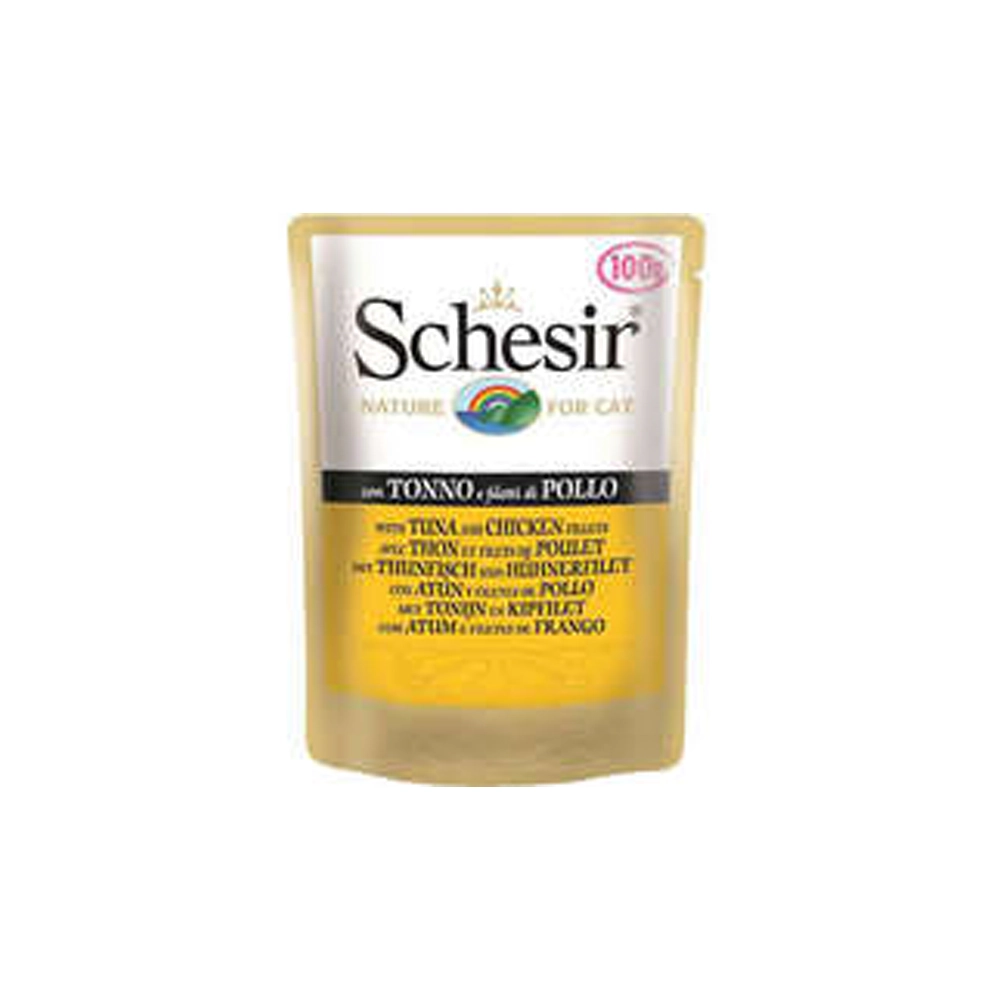 Ração úmida Sachê Schesir Para Gatos Sabor Frango E Atum 100g