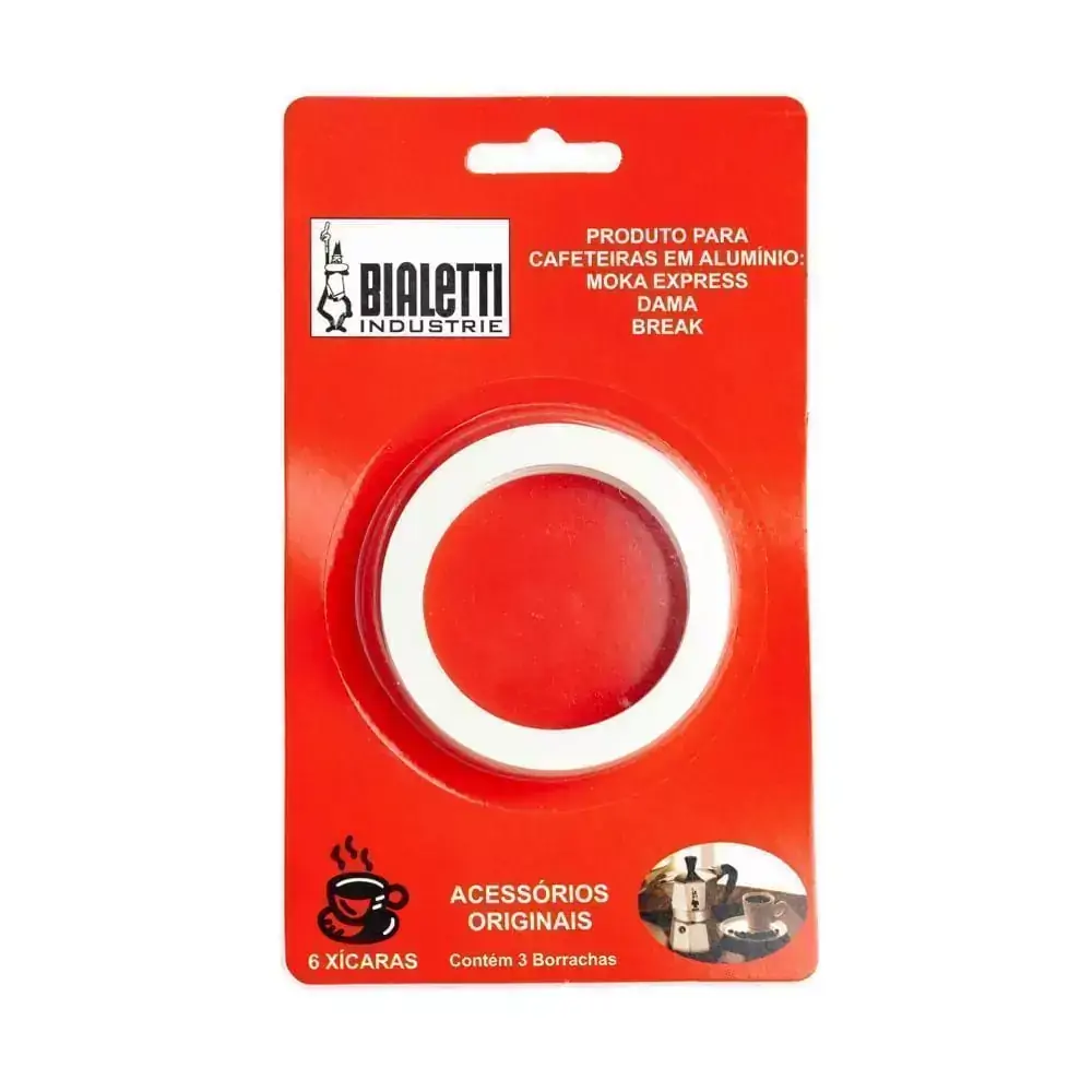 Jogo de Borracha para Cafeteira Bialetti Nuova Moka 6 xíc. Borracha para Cafeteira Bialetti - Nuova Moka 6 Xícaras - 3 unidades
