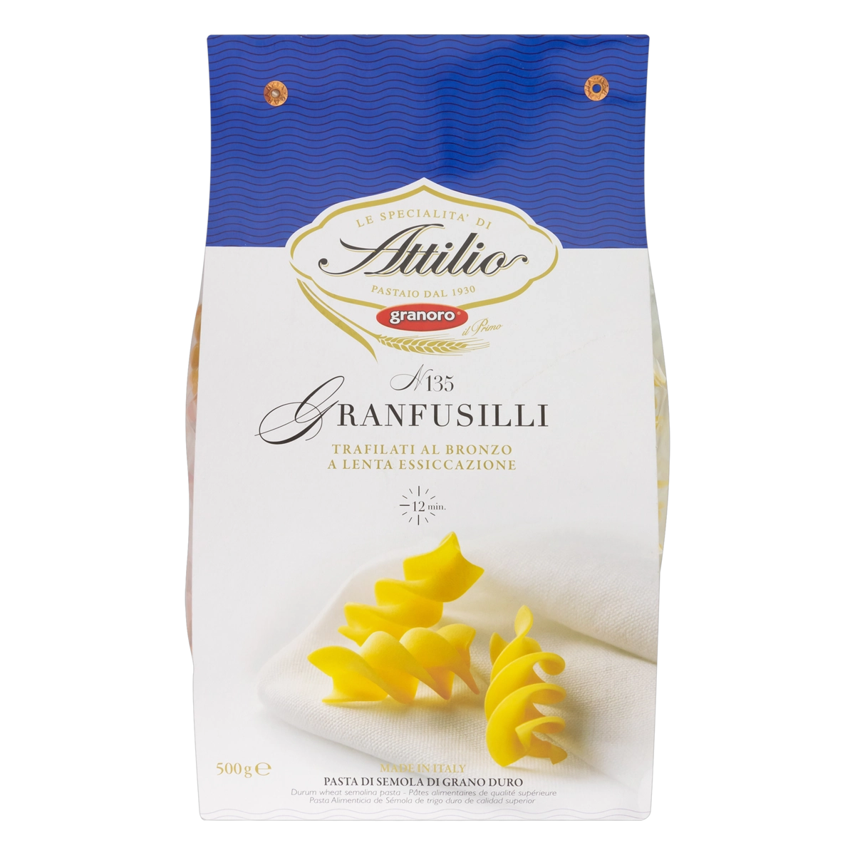 Macarrão De Sêmola Grano Duro Granfusilli 135 Granoro Pacote 500g