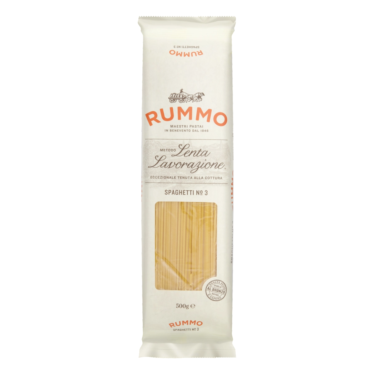 Macarrão De Sêmola De Trigo Grano Duro Spaghetti 3 Rummo Lenta Lavorazione Pacote 500g