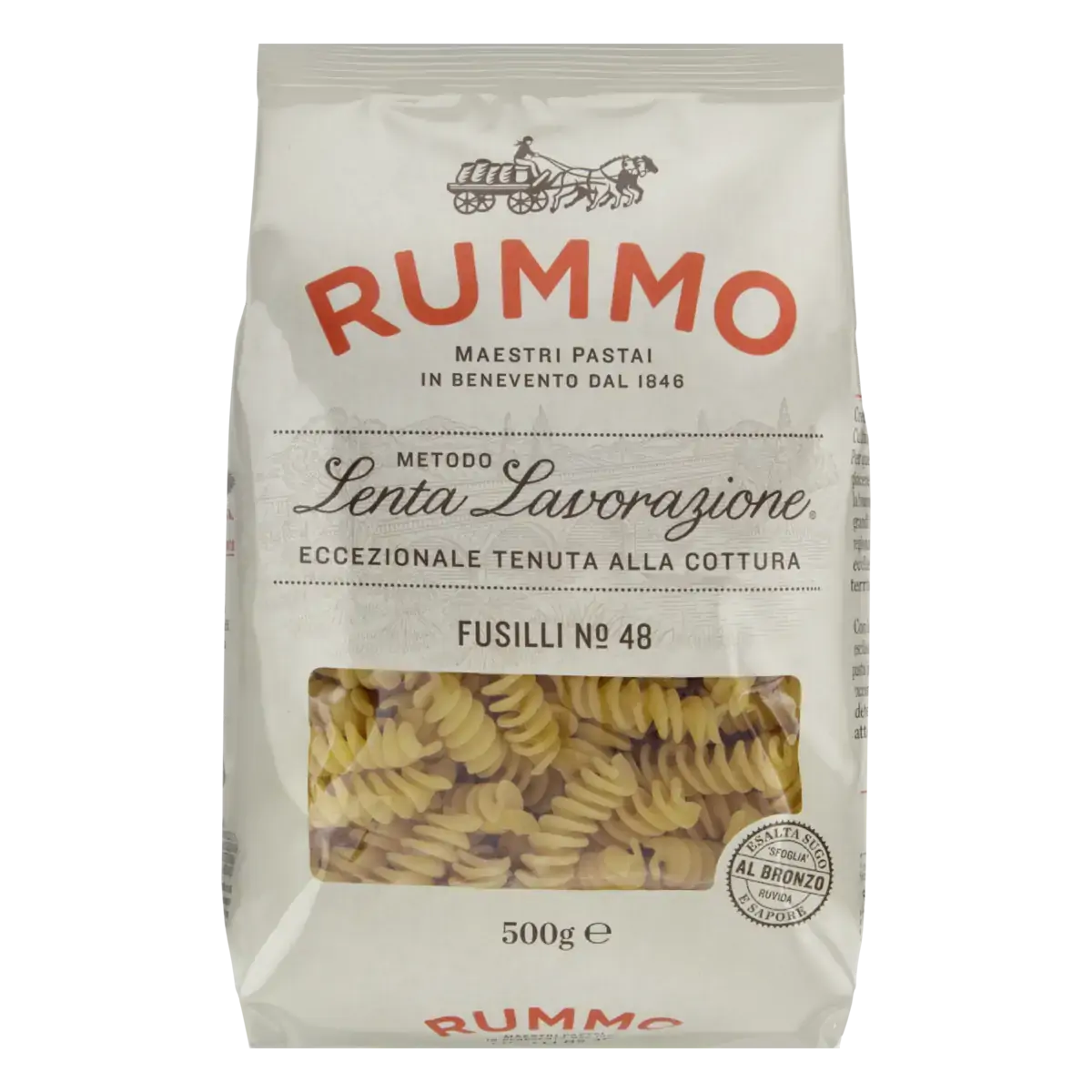 Macarrão De Sêmola De Trigo Grano Duro Fusilli 48 Rummo Lenta Lavorazione Pacote 500g
